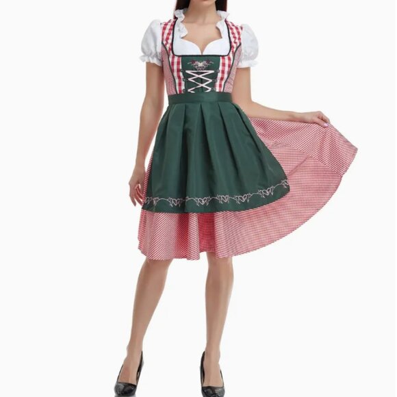 NWOT OKTOBERFEST HALLOWEEN DRINDL TRADITIONAL GERMAN MAID DRESS 2 PIECE - Picture 2 of 9